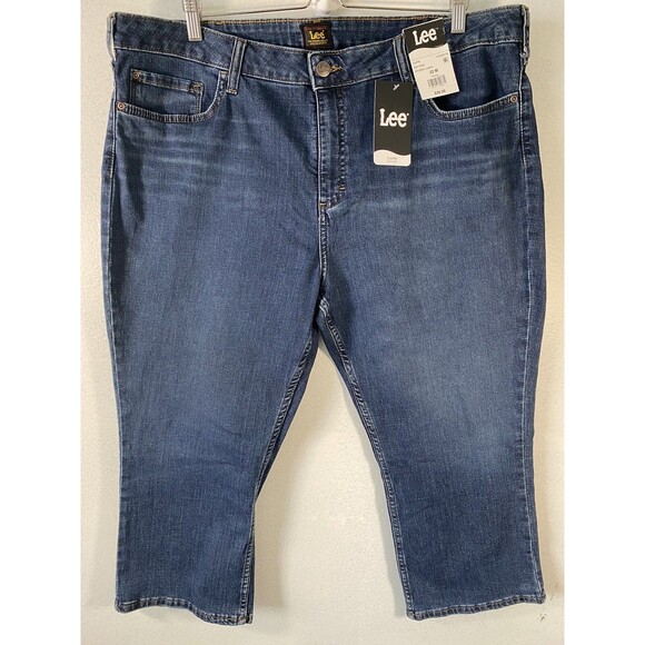 Lee Capri Mid Rise Stormy Lines Women Size 22 M Dark Blue NWT - Picture 1 of 5